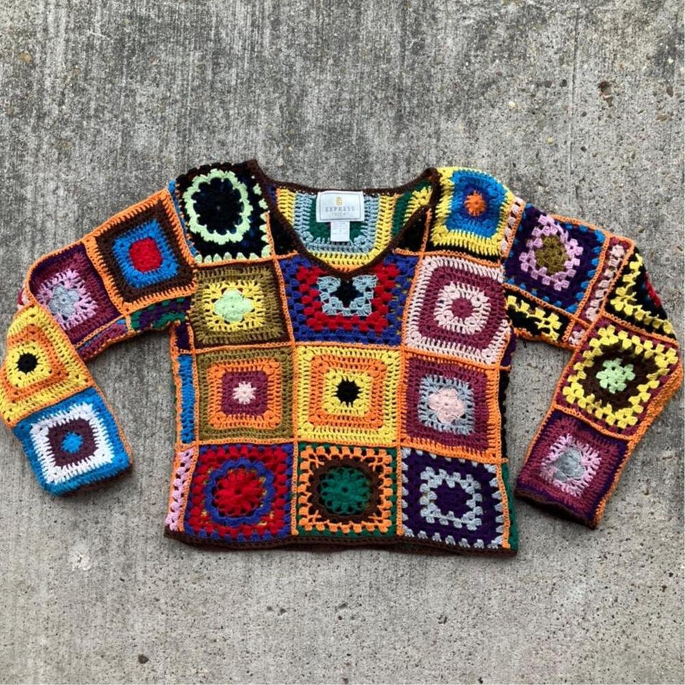 Vintage express tricot crochet sweater